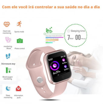 Relógio Smartwatch T80 2pulseiras+fone Sem Fio Rosa+película