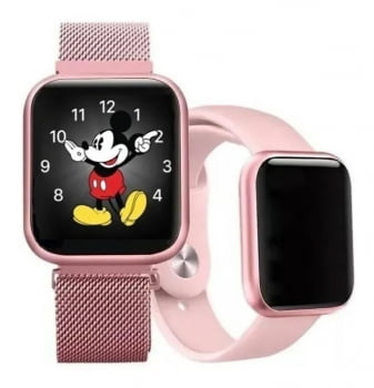 Relógio Inteligente Smartwatch T80 Feminino + Pulseira Extra